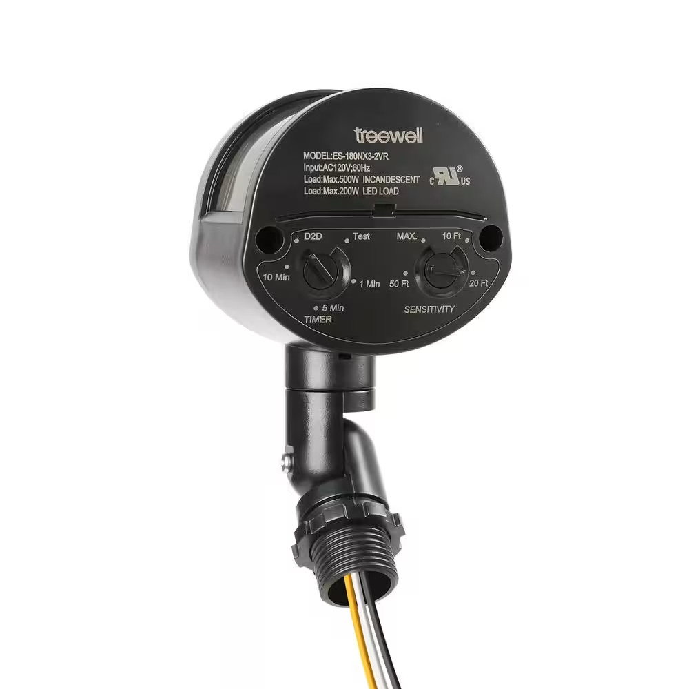 Dusk to Dawn Light Control Motion Sensor, Adjustable Time and Detection Sensitii