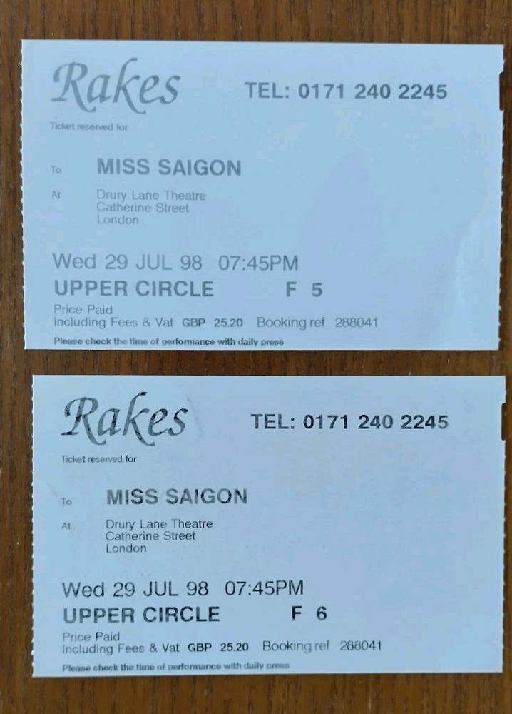Miss Saigon Programme - Drury Lane 1998