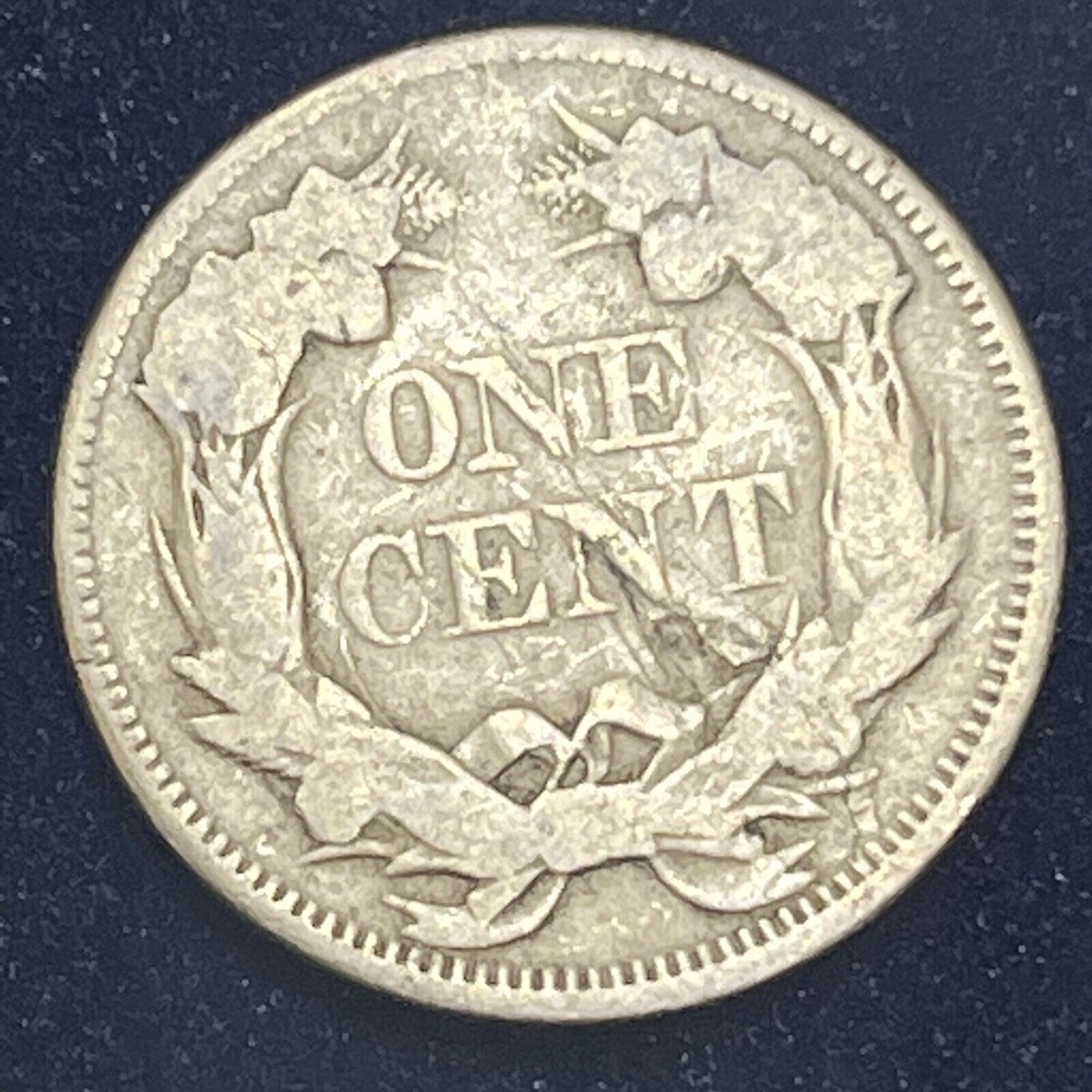 1857 Flying Eagle Cent 1c ERROR Struck Trough #34862