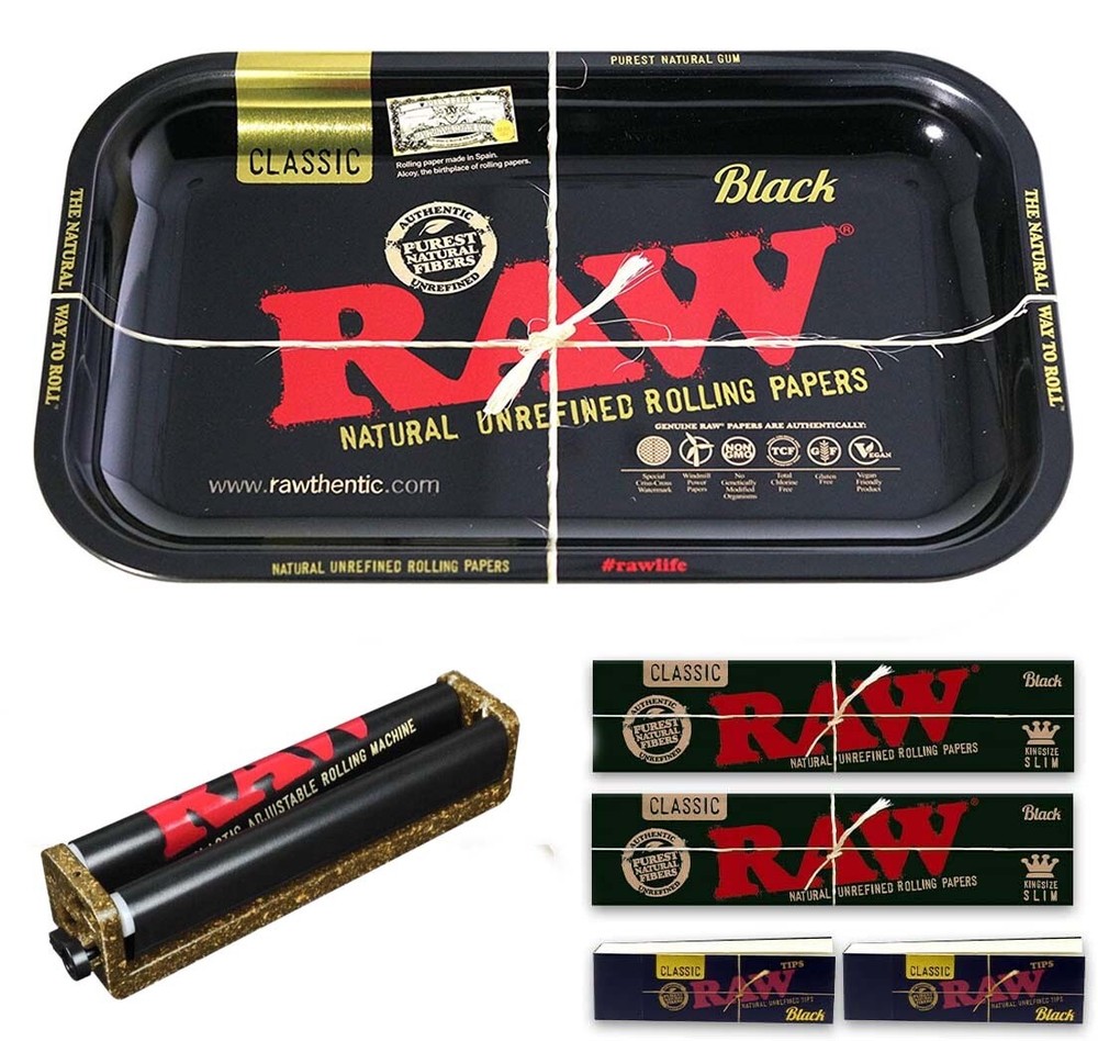 RAW ROLLING BUNDLE ROLLING TRAY KING SIZE CLASSIC PAPERS TIPS MACHINE 6PCS
