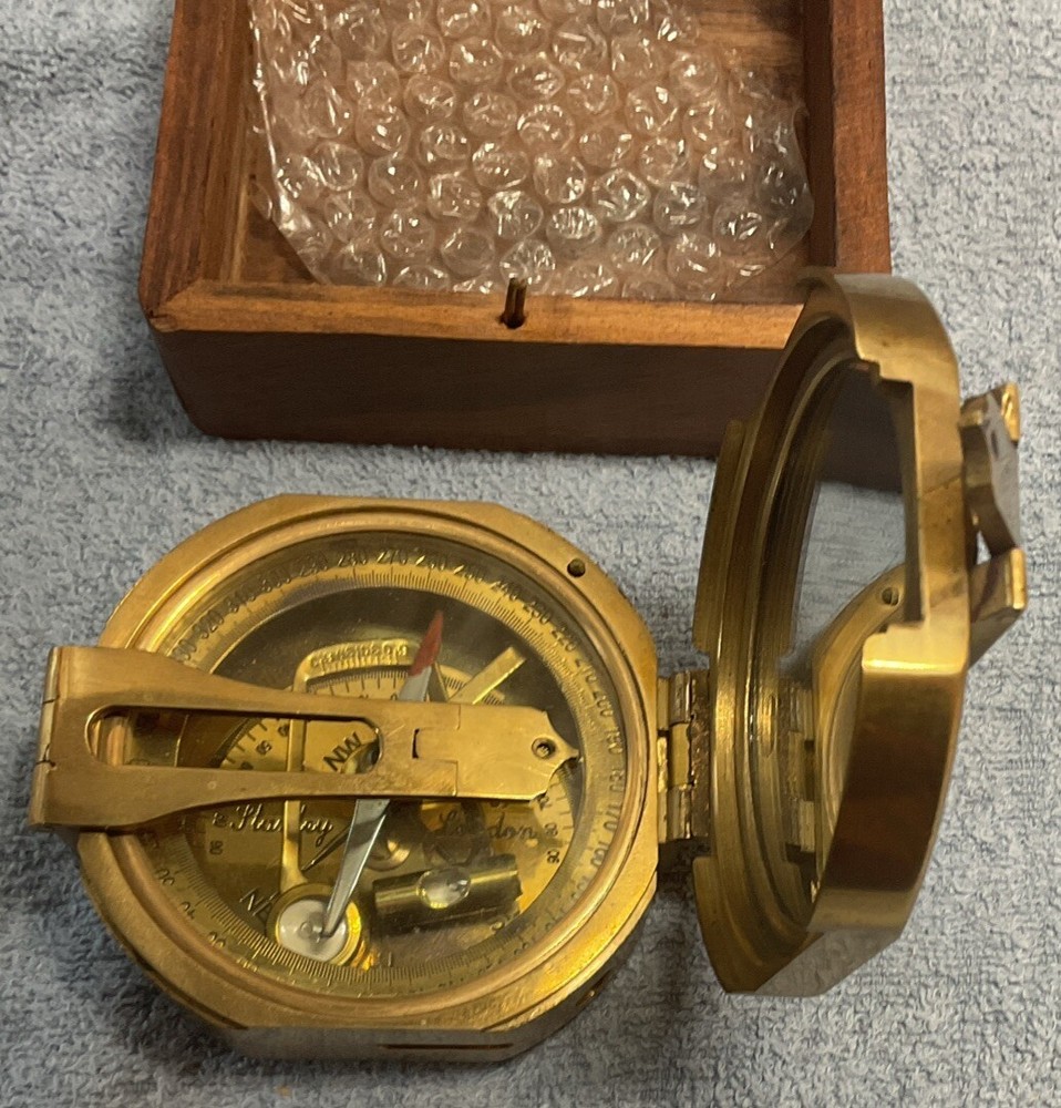 Brass Maritime Compass With Case