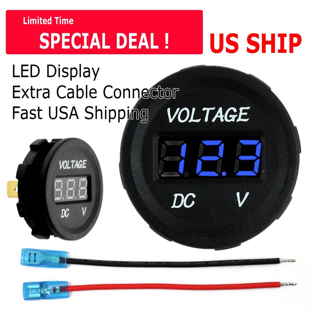 LED Digital Display Voltmeter Car Motorcycle Voltage Volt Gauge Panel Meter 12V