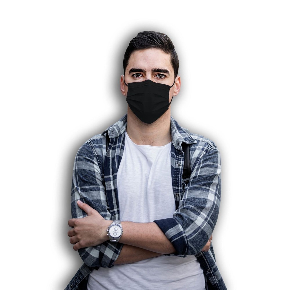 black disposable face mask