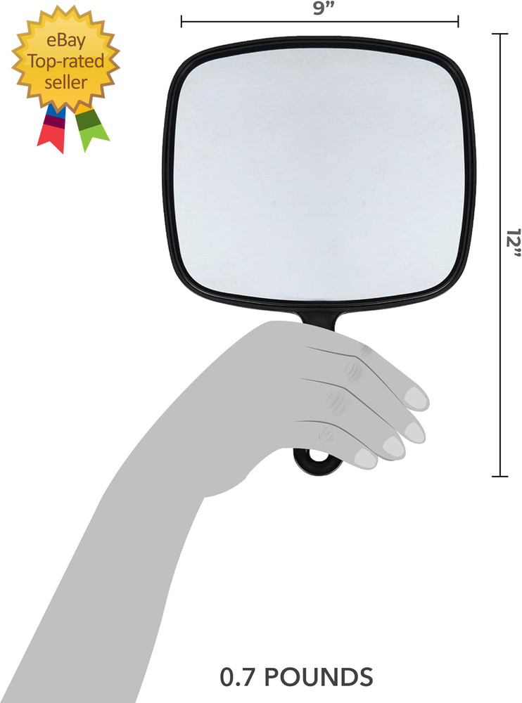Extra Large Hand Mirror with Handle 9" W X 12" L Multi-Purpose Handheld Mirror