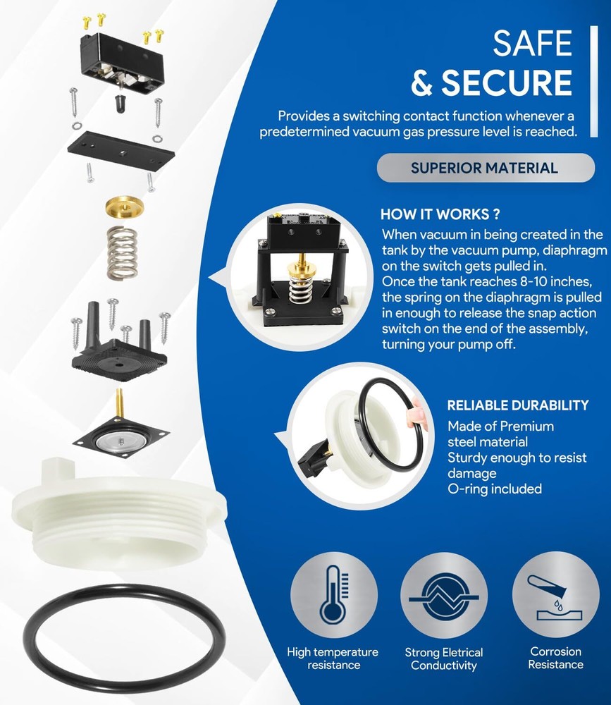 Replace for Dometic Sealand 385318032 Vacuum Tank Switch Kit