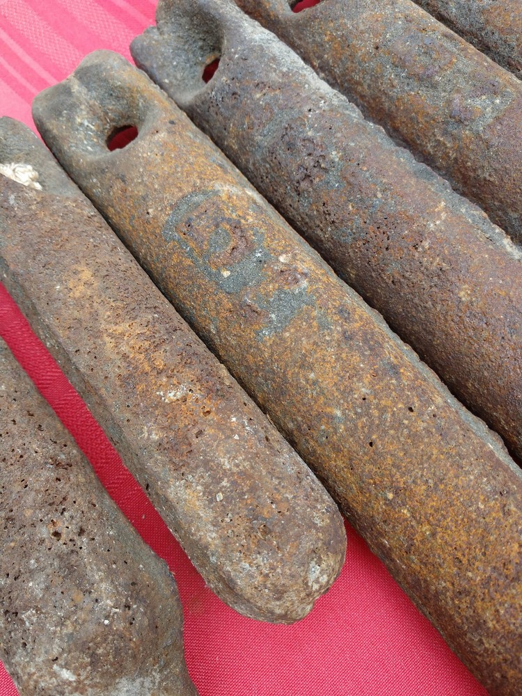 6 Vintage Cast Iron Window Weights