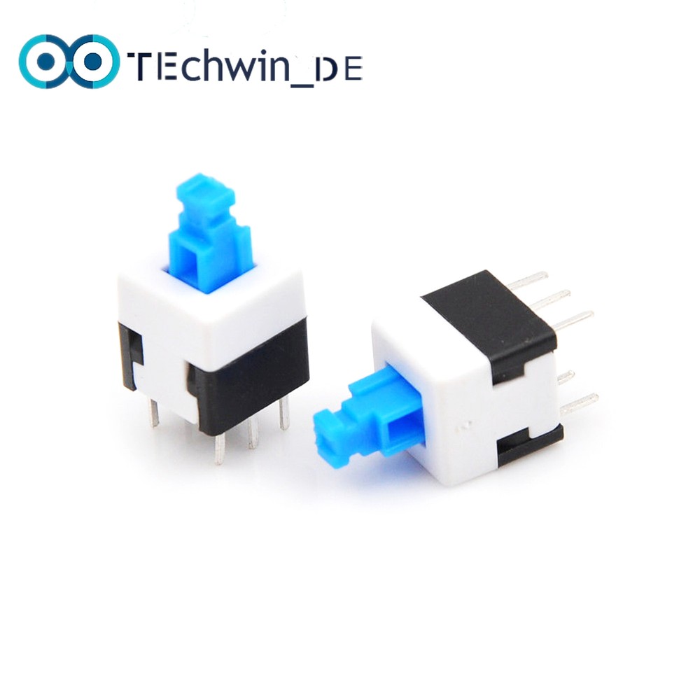 20pcs 8X8mm Cap Self-locking Type Square Blue Button Switch Control