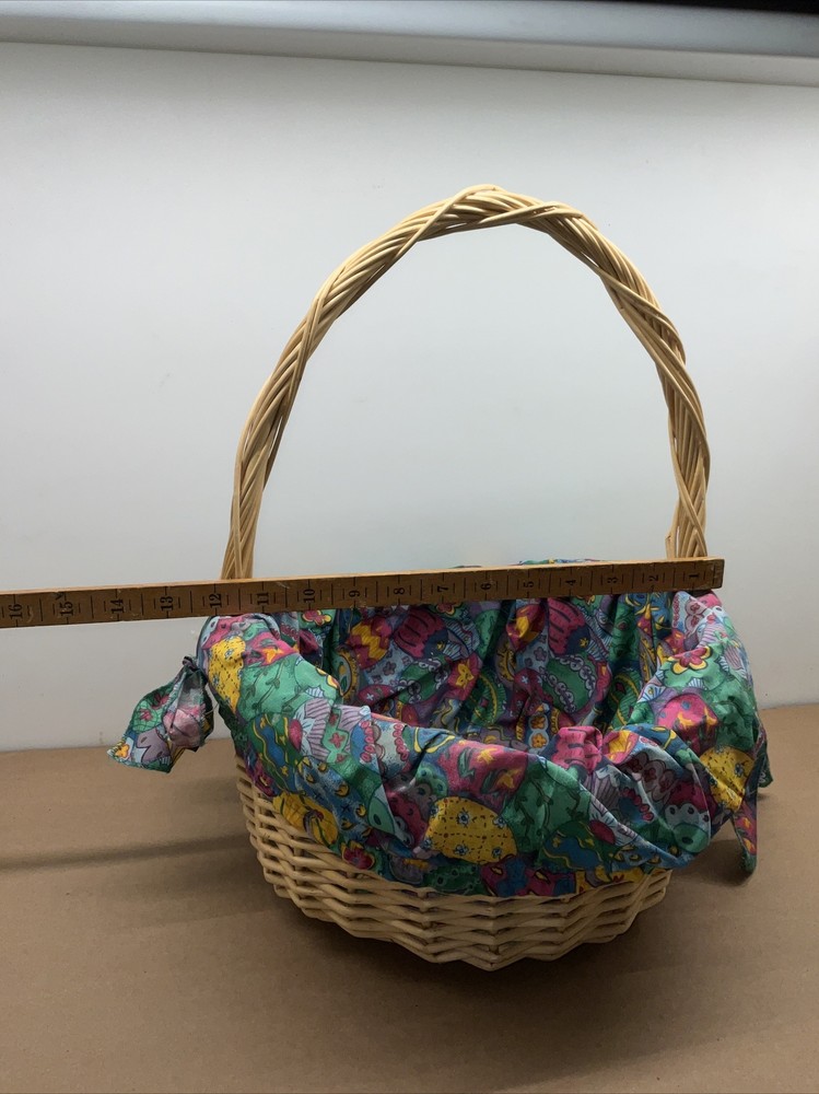 Easter Basket Kitsch Multi Color Liner Woven Boho Wicker