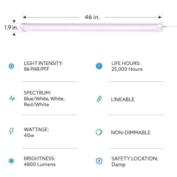 FEIT ELECTRIC 46 in. White LED 3 Spectrum Remote Control Linkable Grow Light