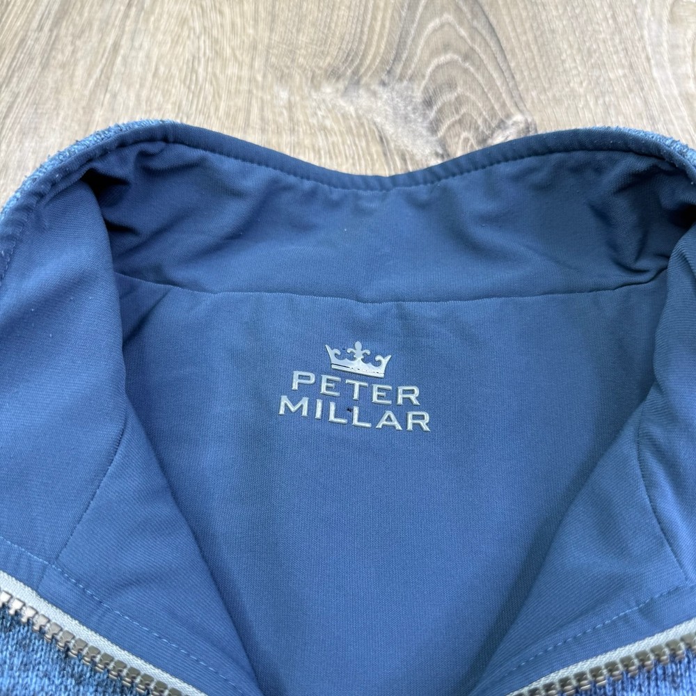 Peter Millar Crown Sport Mens Blue Performance 1/4 Zip Stretch Pullover Size M