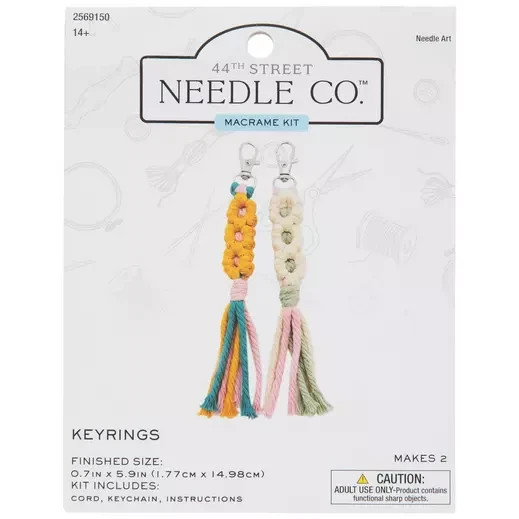 44th Street Needle Co. Macrame  Kit  Daisy Macrame Keychain Kit