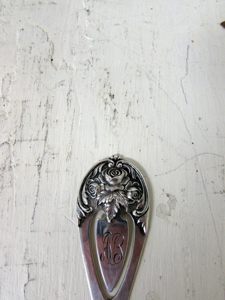 Sterling Book Mark, S. Kirk & Son, Repouse' Rose Design, c1940