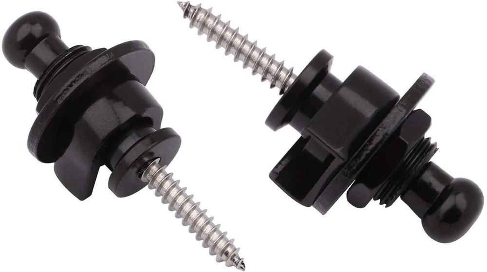 2PCS Guitar Bass Strap Lock Security Metal Fastener Strap Locks Button GOL Black