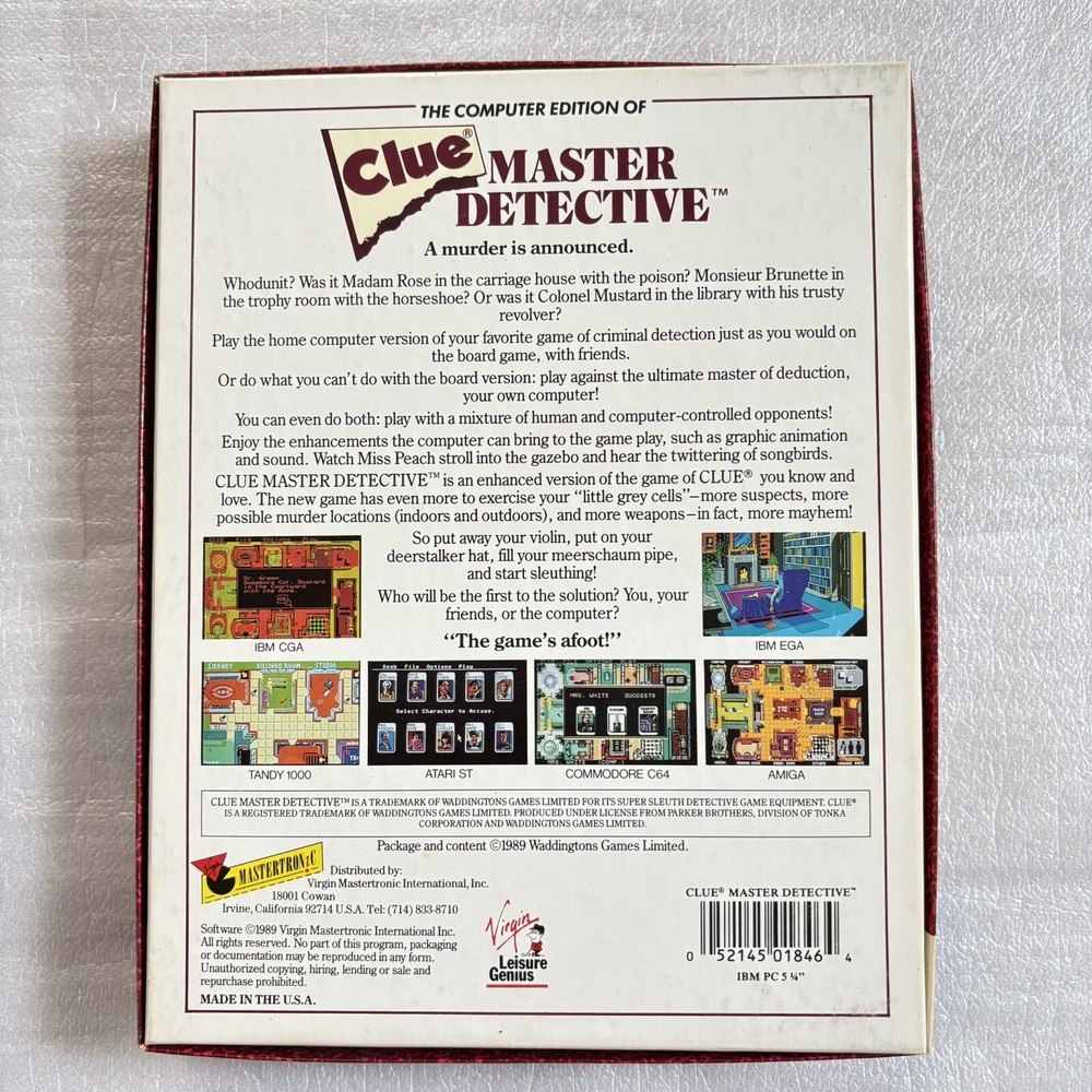 Clue Master Detective Tandy / IBM Complete