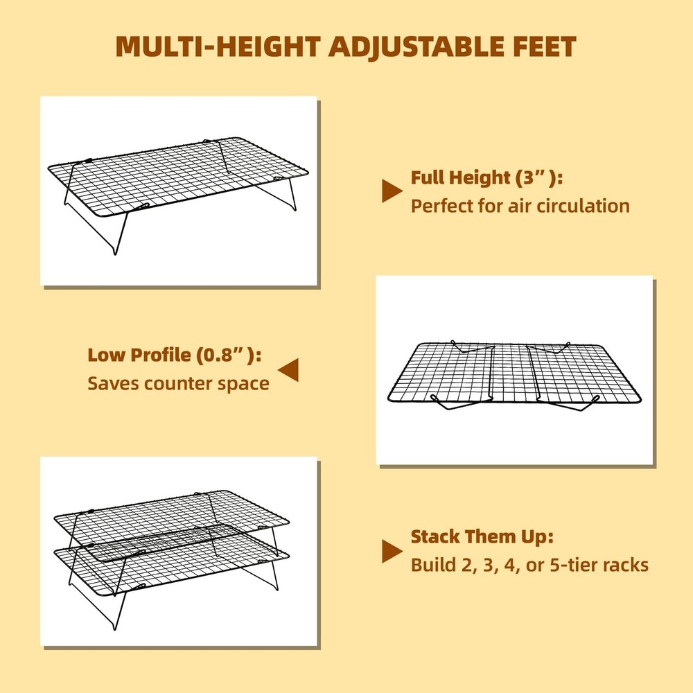 Cooling Rack, 3 Tier Stackable Cooling Racks for Cooking Baking Roasting, Mul...