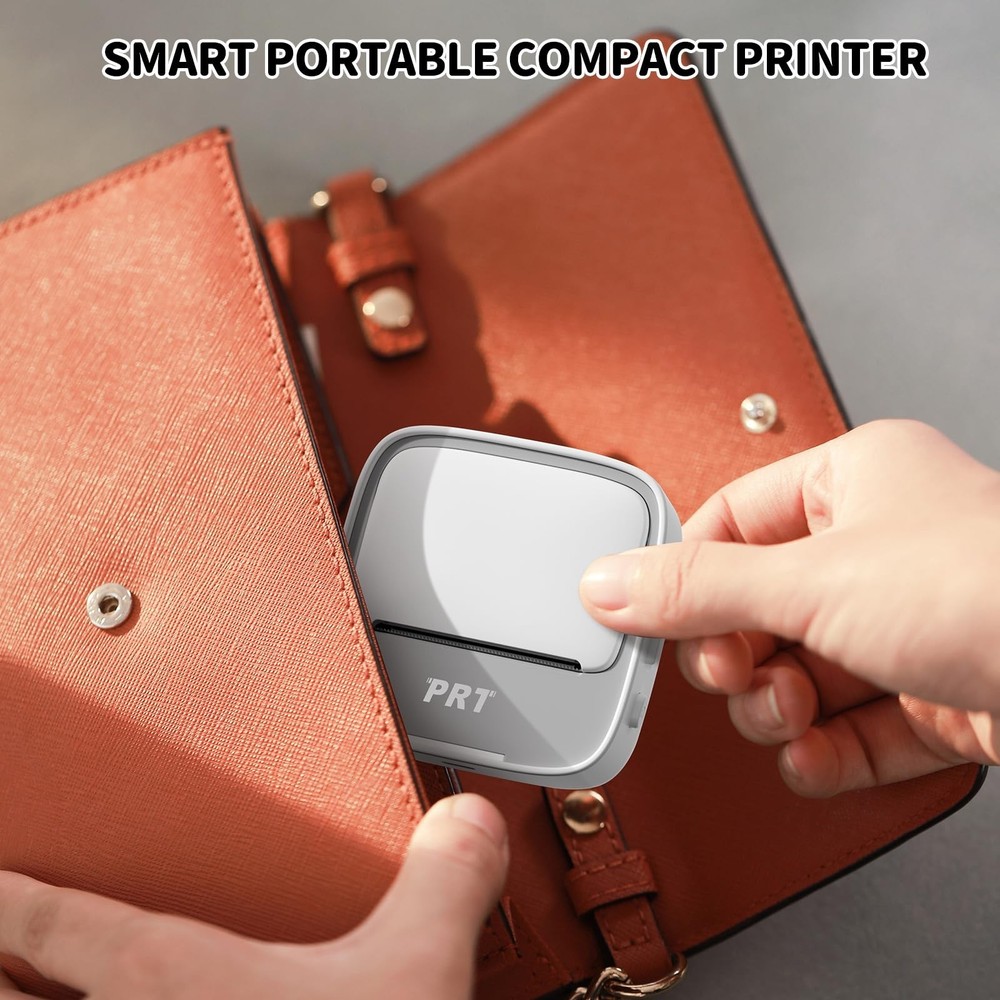 PRT Mini Sticker Printer, Portable Thermal Printer with 1 Roll Sticker Paper,...