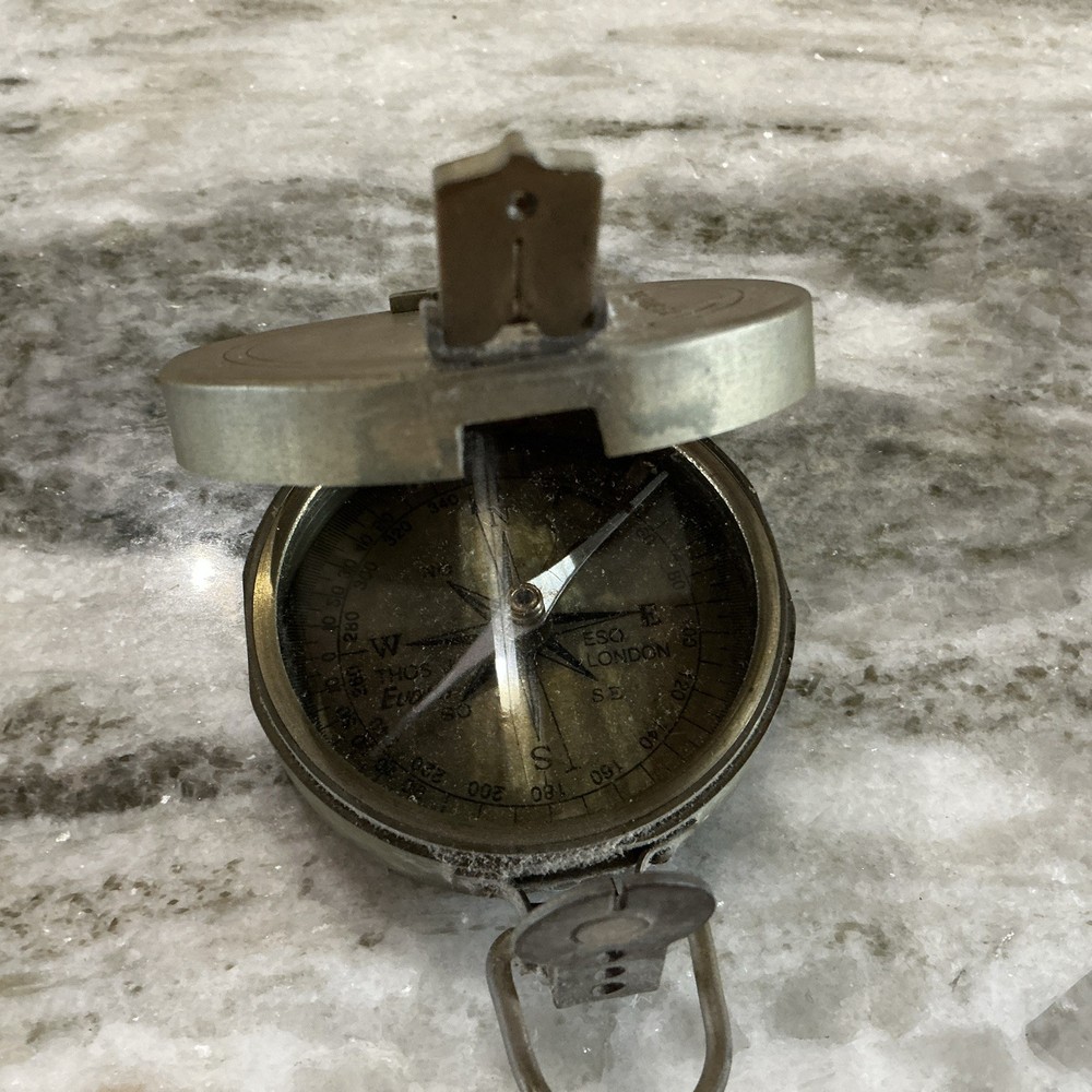 W Thos J Evans, ESQ Solid Brass Antique Compass London England