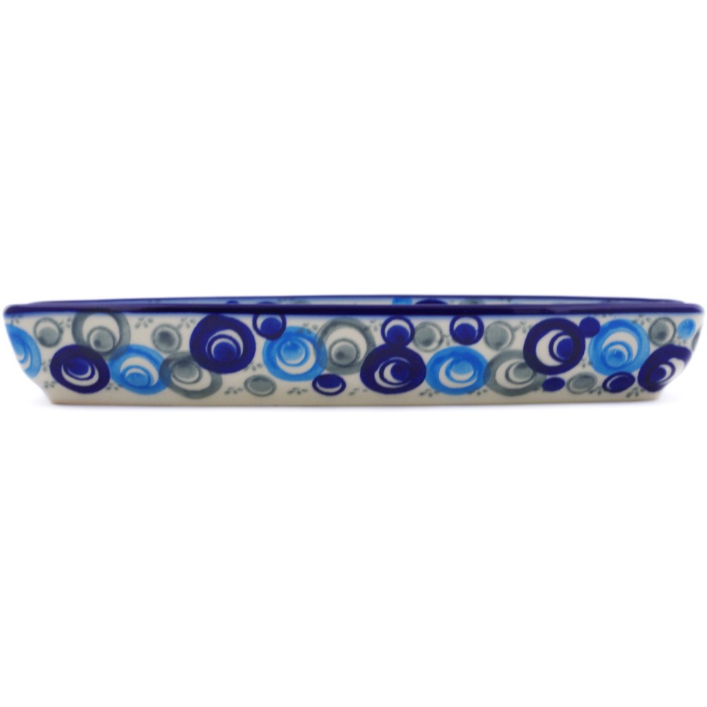 Polish Pottery Corn Tray 9" Blue Peacock Eye UNIKAT