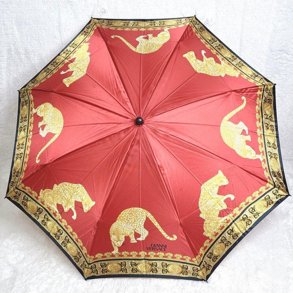 VERSACE Leopard Baroque Umbrella Vintage Luxury Accessory Rare Authentic