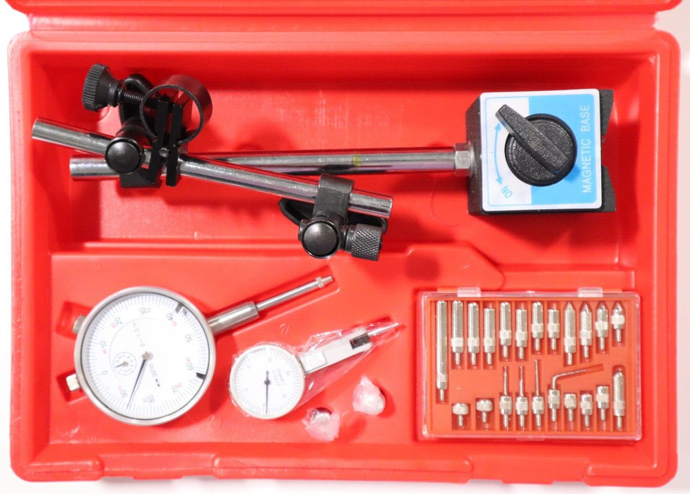 4 pc INSPECTION SET:  MAG BASE, DIAL INDICATOR, DIAL TEST INDICATOR  & POINT SET