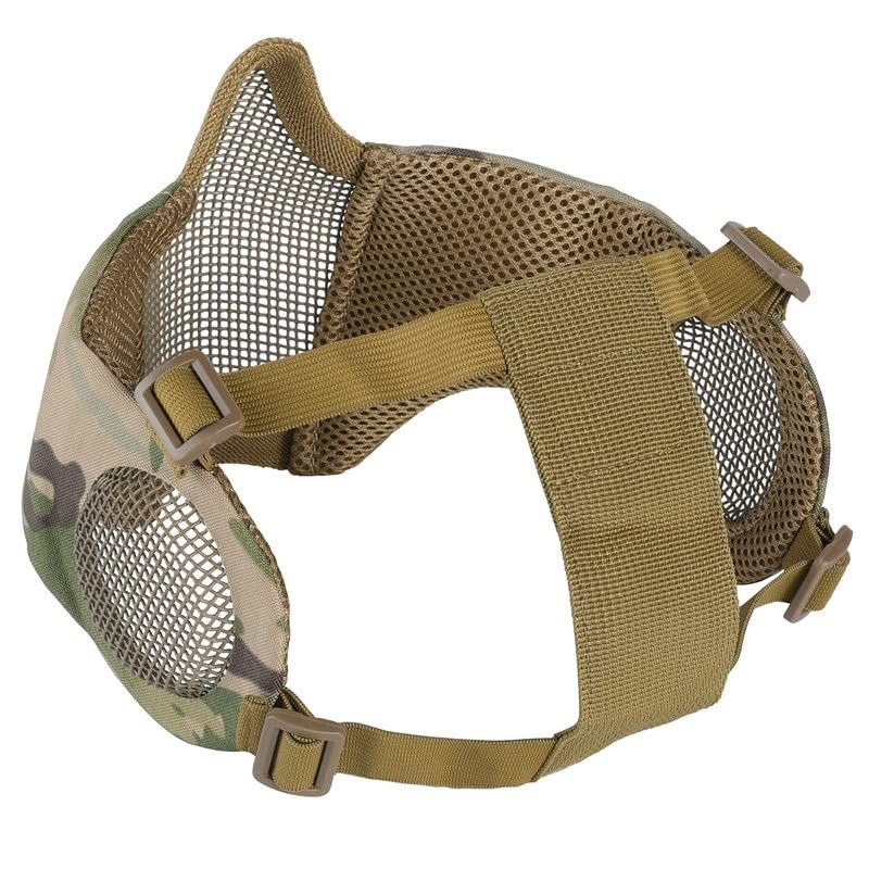 6" Foldable Half Face Airsoft Mesh Mask with Ear Protection - Tactical Lower Fac