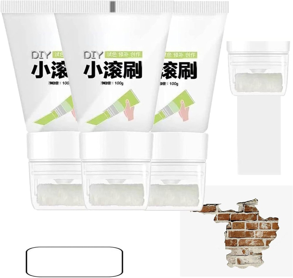 Small Roller Wall Patching Brush 3 Pack, White Repair Paste for Gaps Graffiti