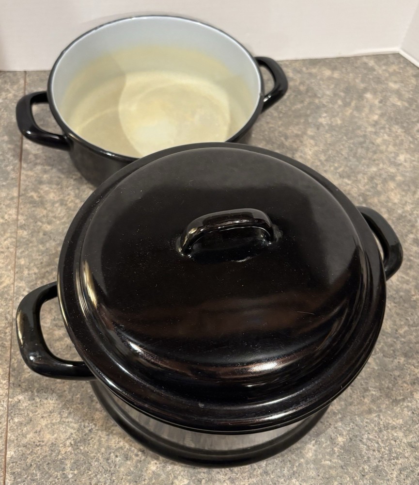 Sanas Black Enamel Steamer 8” Diameter