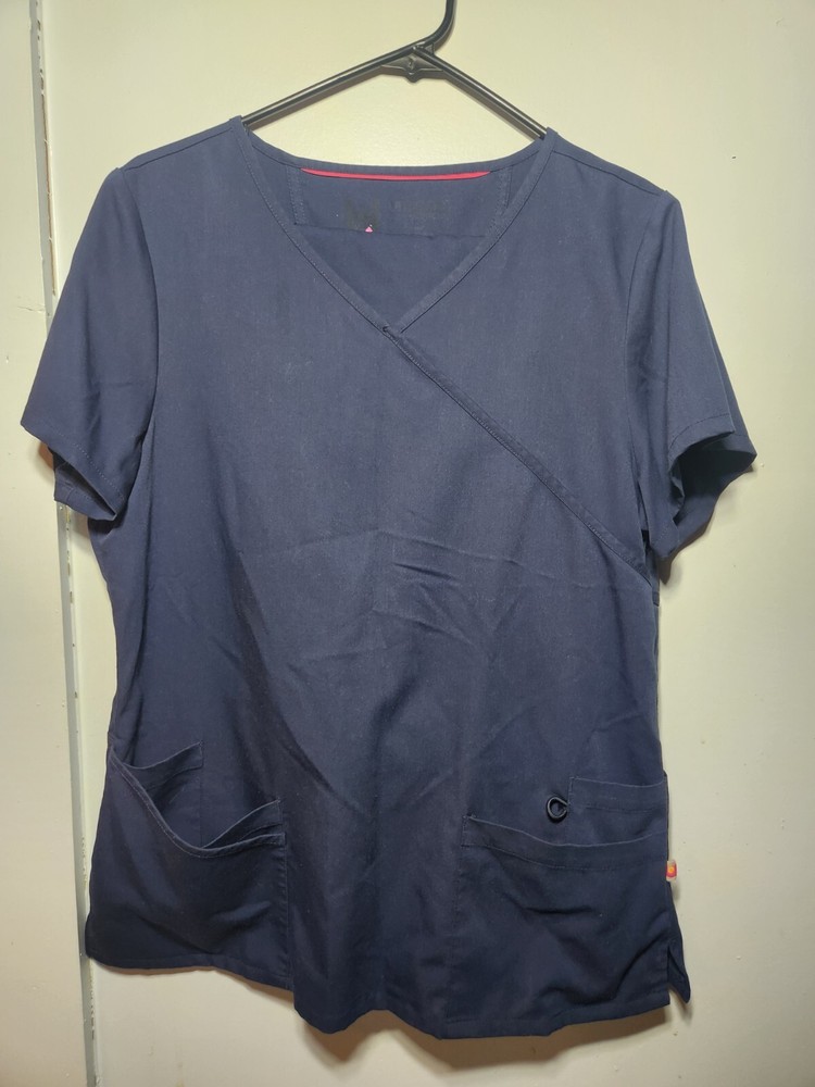 Scrubs Set Womens Medium Top and Bottom Blue Active Workwear V Neck