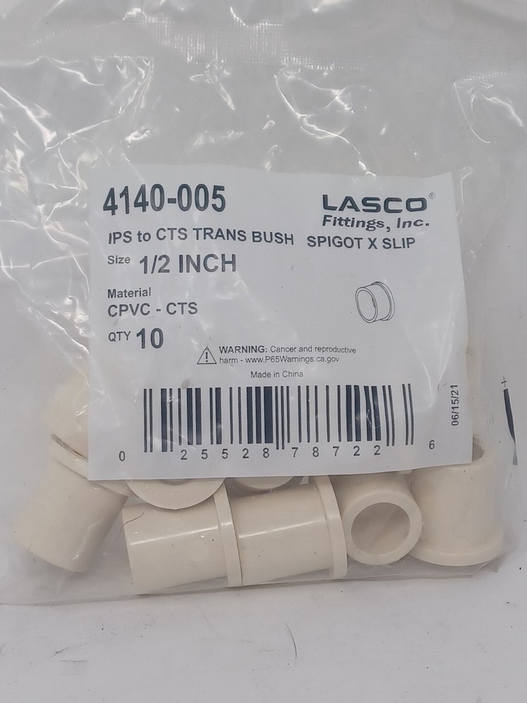 (10-Pk) Lansco Transition Bushing CPVC Schedule 40 1/2" 4140-005