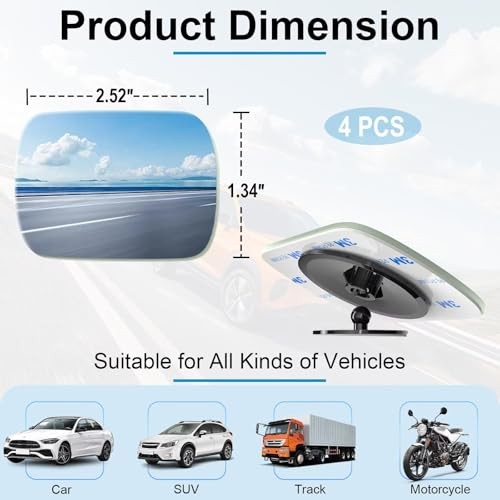 4 Pack Blind Spot Mirrors for Car—Frameless Side Mirror Rectangle—4pcs