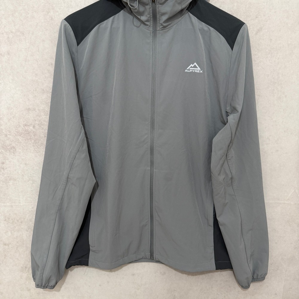Alpyrex Windbreaker Jacket Hooded Grey Lightweight Medium