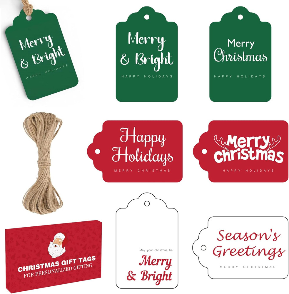 Christmas Gift Tags - 60 PCS Gift Tags for Christmas Presents with String | Xmas