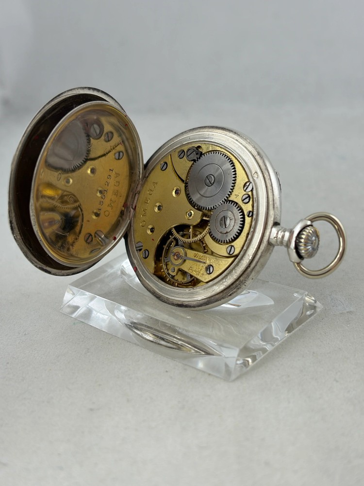 Omega Pocket Watch 0.800 Silver Hand-Wind Mechanical, With Case, Working