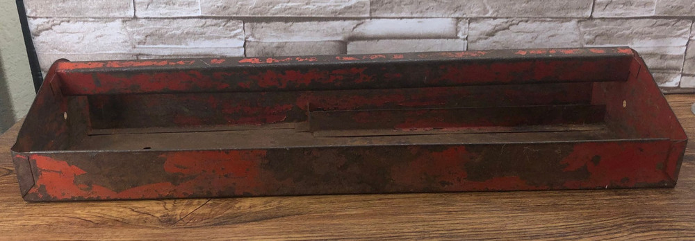 Vintage Red Rusty Toolbox Insert Tray 18.5" x 7.5"