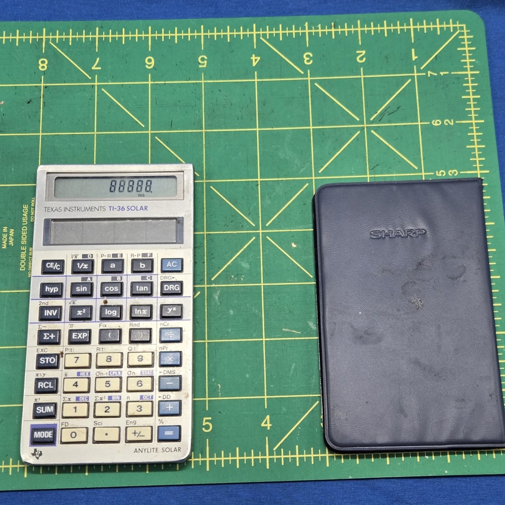 vintage solar calculator Lot 2 TI-36 Sharp EL 326L Retro Office Basic Math