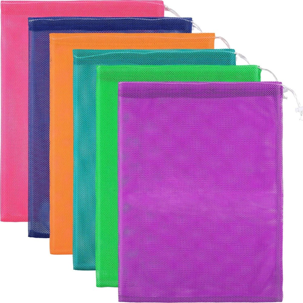 6 Pieces Mesh Stuff Sa, Durable Nylon Dstring Laundry Bag for