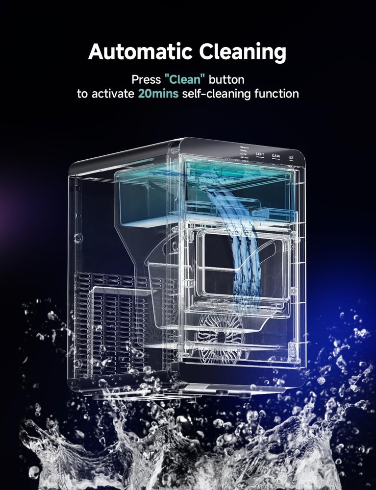 Nugget Ice Maker Countertop, 40Lbs/24H Pebble Ice Maker Machine, Self-Cleanin...