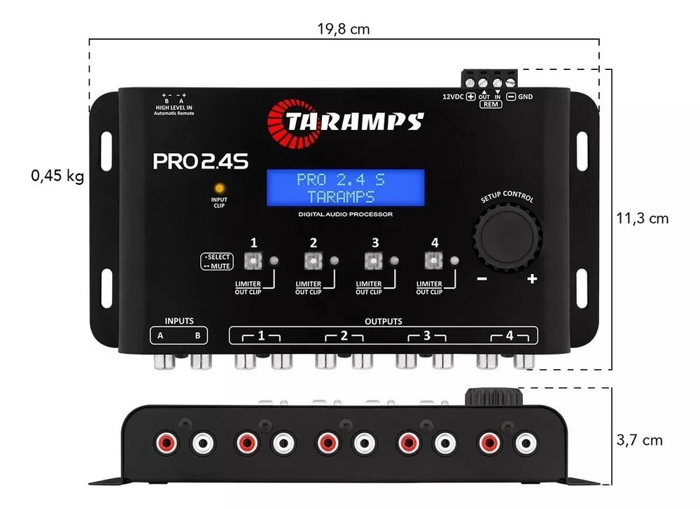 Taramps Pro 2.4S DSP Crossover Full Digital Signal Processor Equalizer Sequencer