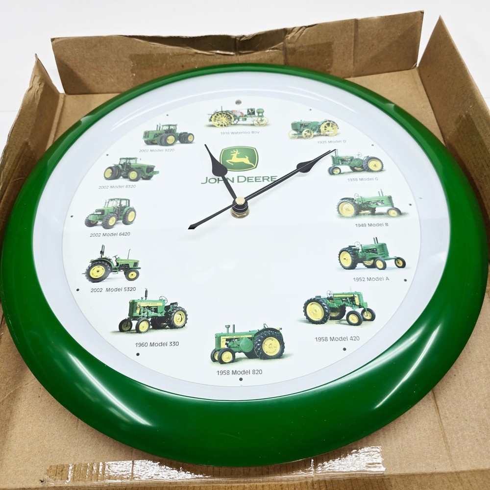John Deere Tractor Clock, 12 Different Tractor Sounds, w/ Instructions; Works