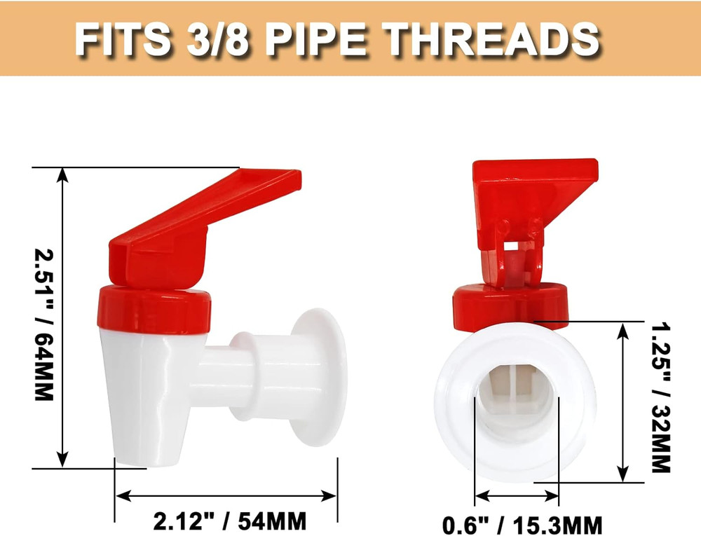 4Pcs Replacement Cooler Faucet 2 Red and 2 Blue Internal Thread Plastic Spigot