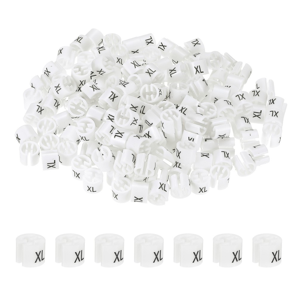300-Pack Plastic Clothes Hanger Markers XL Size for 3mm Rod[White]