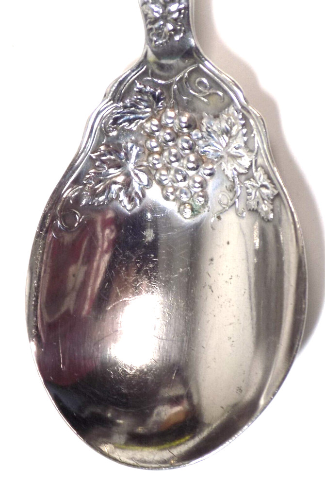 Wm Roger & Son AA Antique Sugar Nutshell Grape Pattern Silverplated Spoon