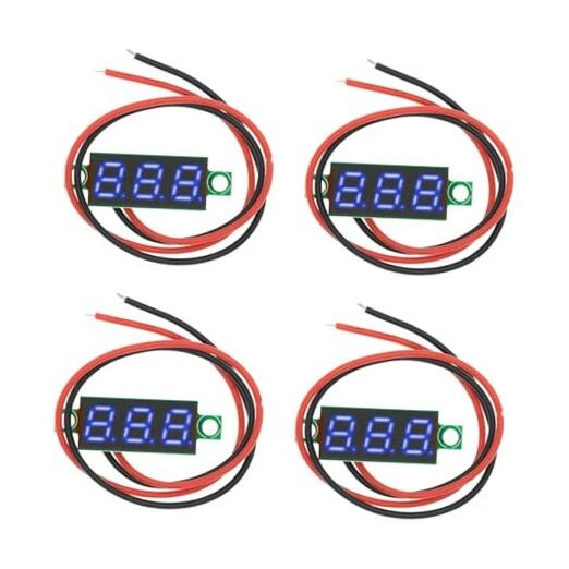 DC 5~30V Mini Digital Voltage Meter with LED Display Panel, 4PCS 0.28" Blue