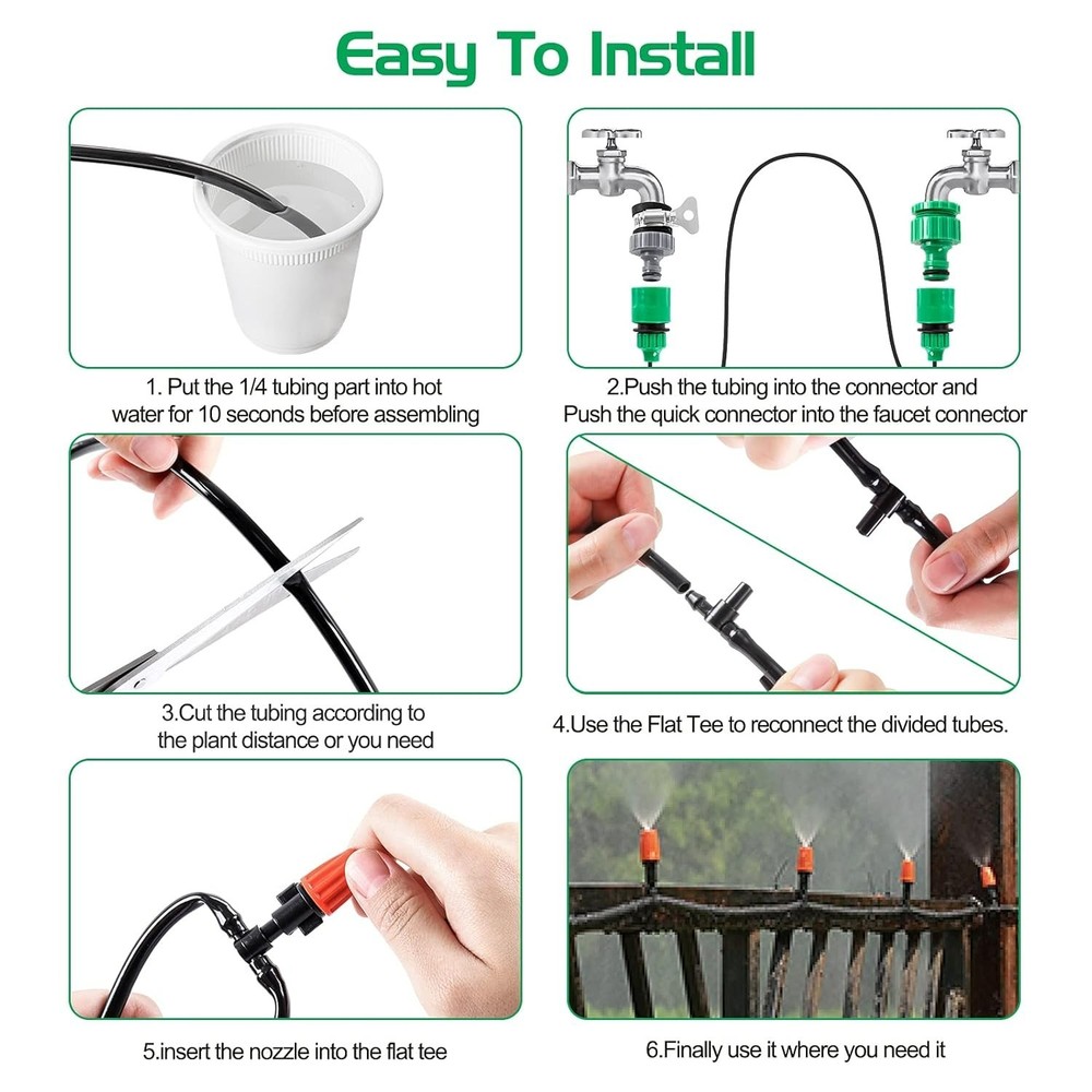 DIY 50ft Micro Drip Irrigation System: Efficient Garden & Lawn Watering Solution