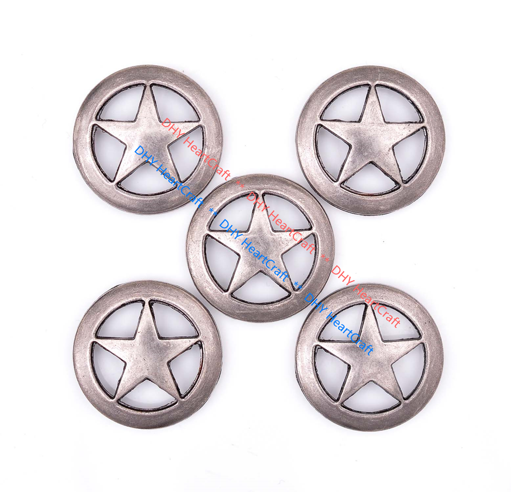 1" Nickle Western Texas Star Leathercraft Belt Stud Rivet Button SCREW BACK 10PC