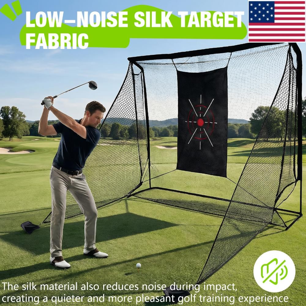 Golf Net 10x7ft Golf Enclosure Net with Side Barriers & Target Cloth