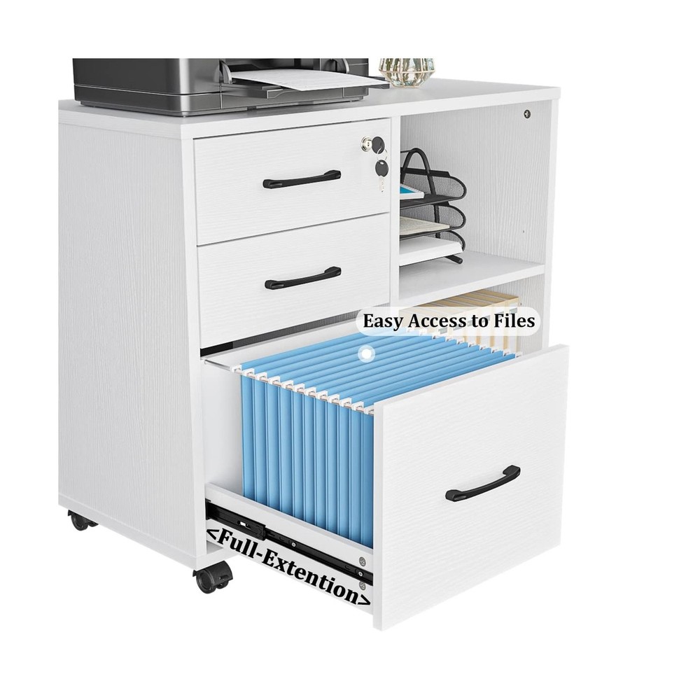 3 Drawer File Cabinets, Mobile Lateral Printer Stand with Open Shel... Fast Ship
