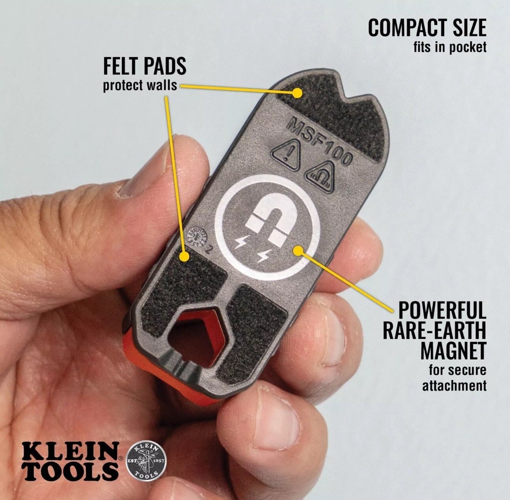 Klein Tools Compact Magnetic Stud Finder MSF100 Detects Metal Studs & Fasteners