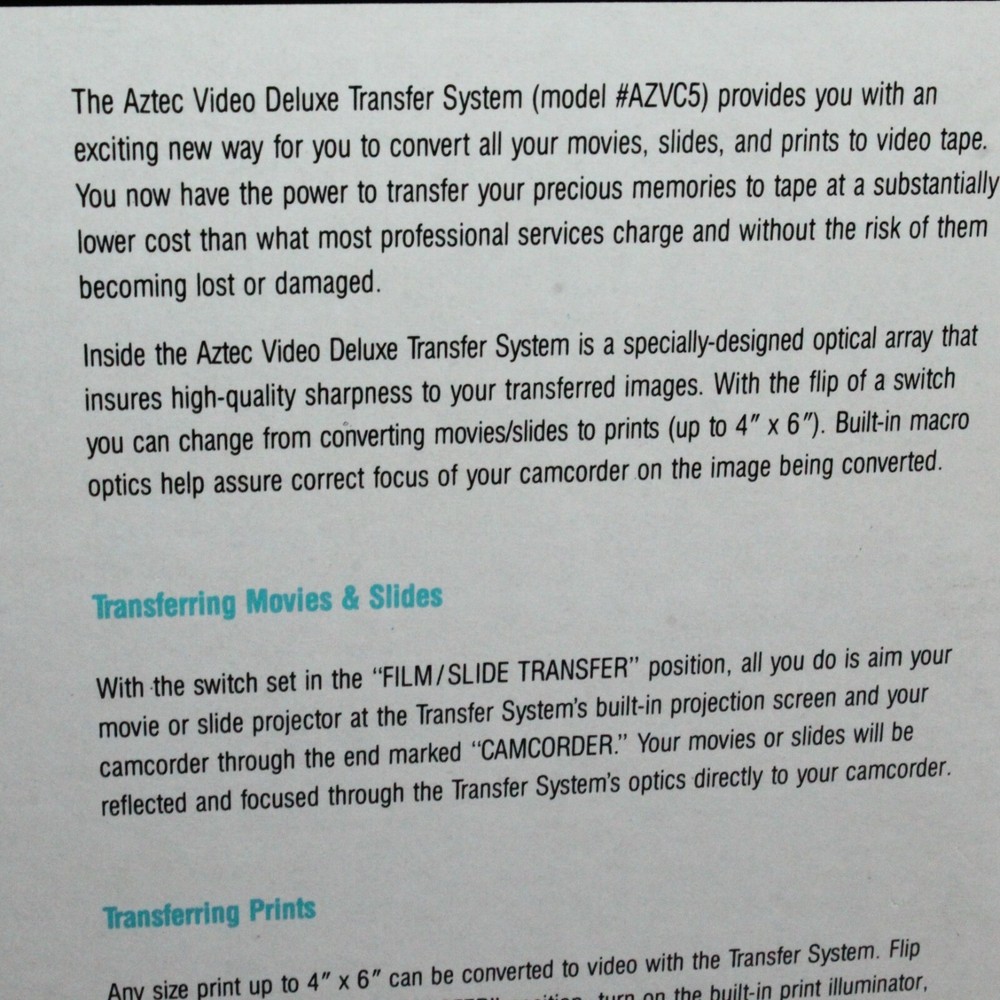 Aztec Deluxe Video Transfer System, New in Box