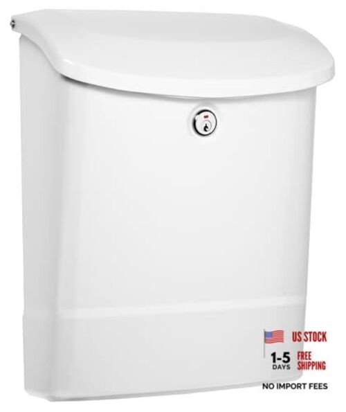 Parkside Locking, Vertical Wall-Mounted Mailbox for Outside, Medium White